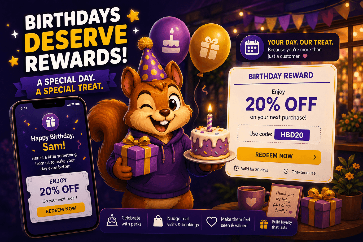 Birthday and anniversary perks loyalty idea