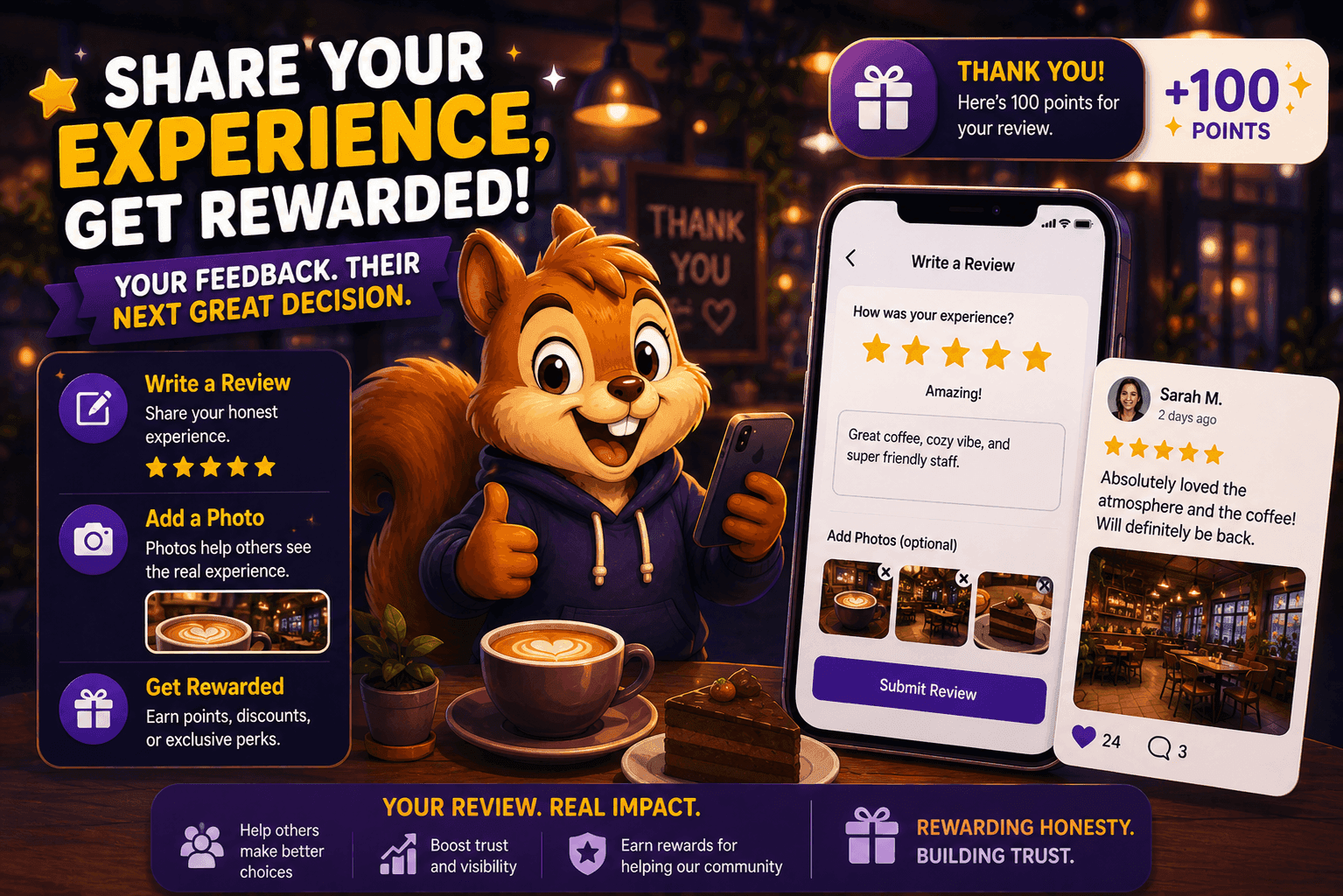 Review and photo rewards loyalty idea