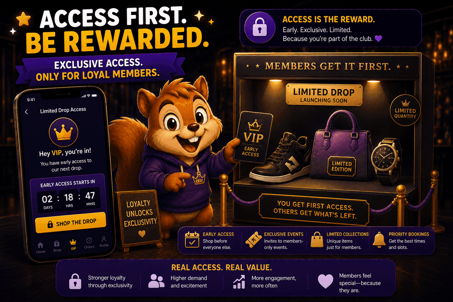 Limited drop access loyalty idea